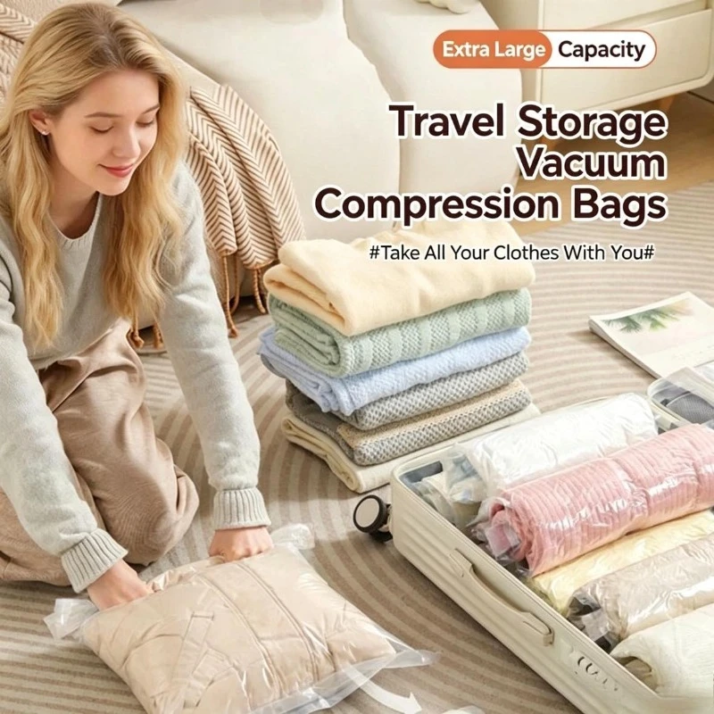 Compression Bag Vacuum - Tas Penyimpanan Hemat Ruang untuk Perjalanan,