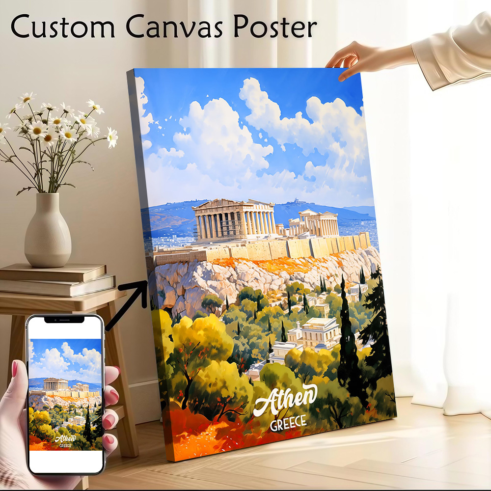 Travel Accessories Greece - Poster Kanvas Perjalanan Athena Yunani Seni
