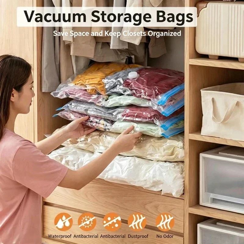 Compression Bag Vacuum - 1/3/5PCS Kantong Vakum dan Penutup Pompa
