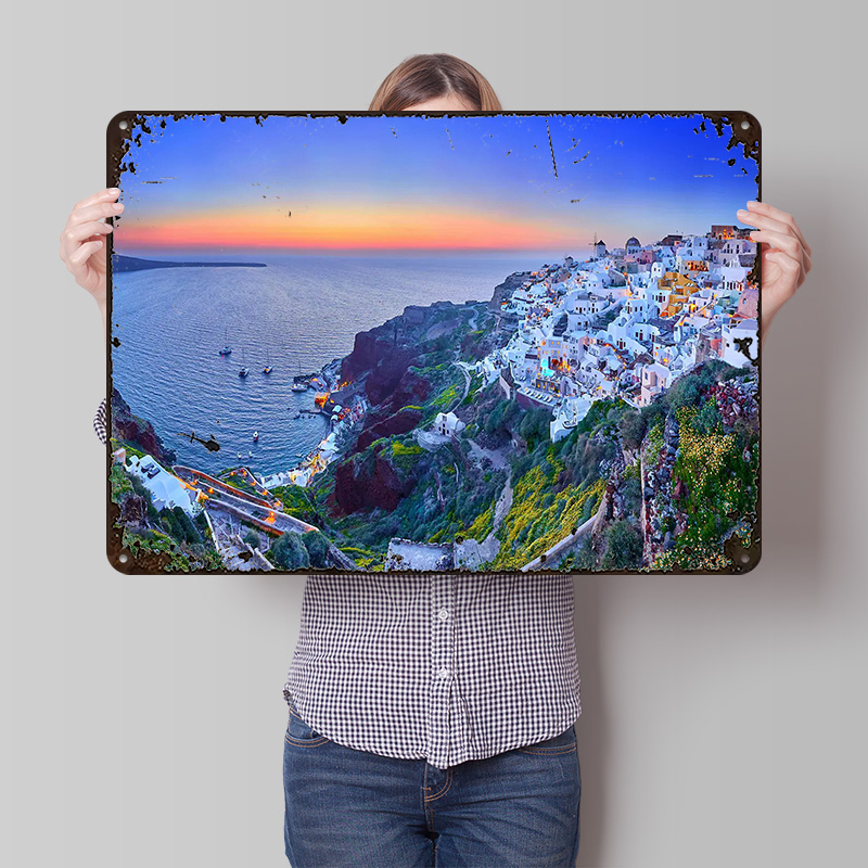 Travel Accessories Greece - Poster Cetak Sonatorini Travel Greece Seni