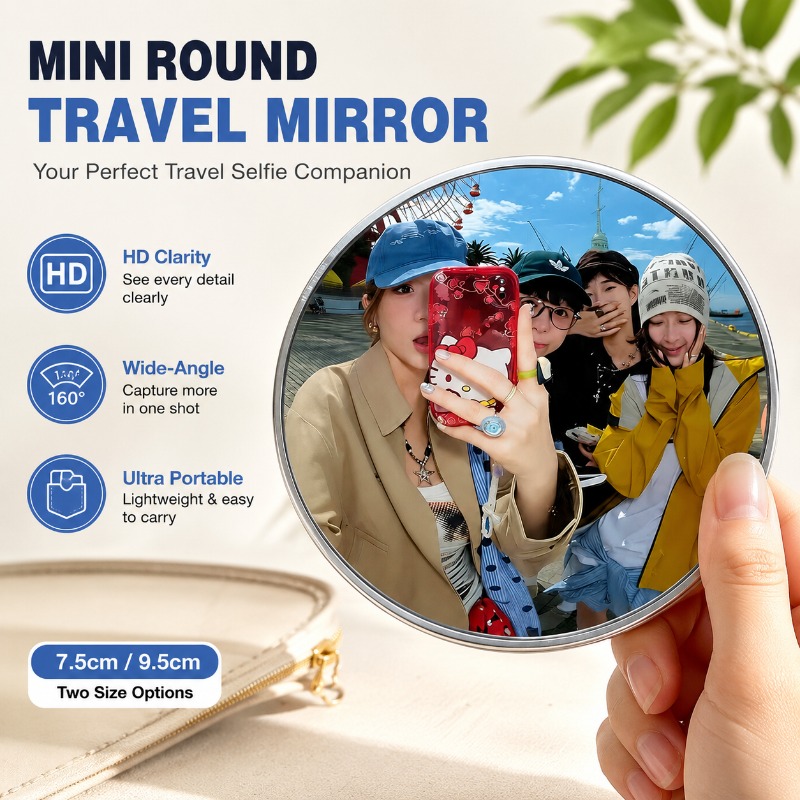 Travel Accessories Store - Cermin Cembung Bulat Portabel Genggam Sudut