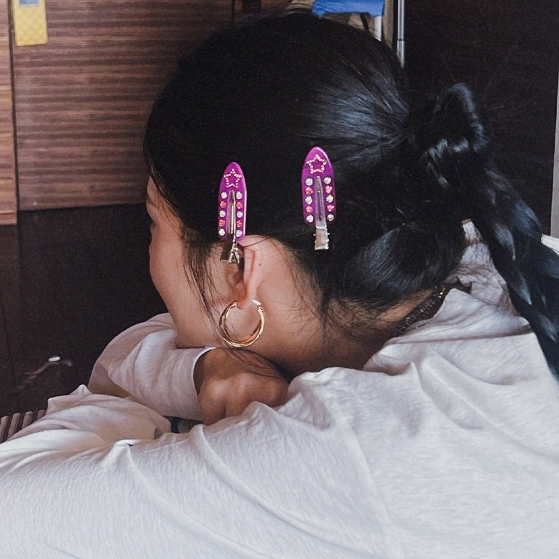 Klip poni berlian imitasi hati - Travel Accessories Gifts For Women ulasan dan harga