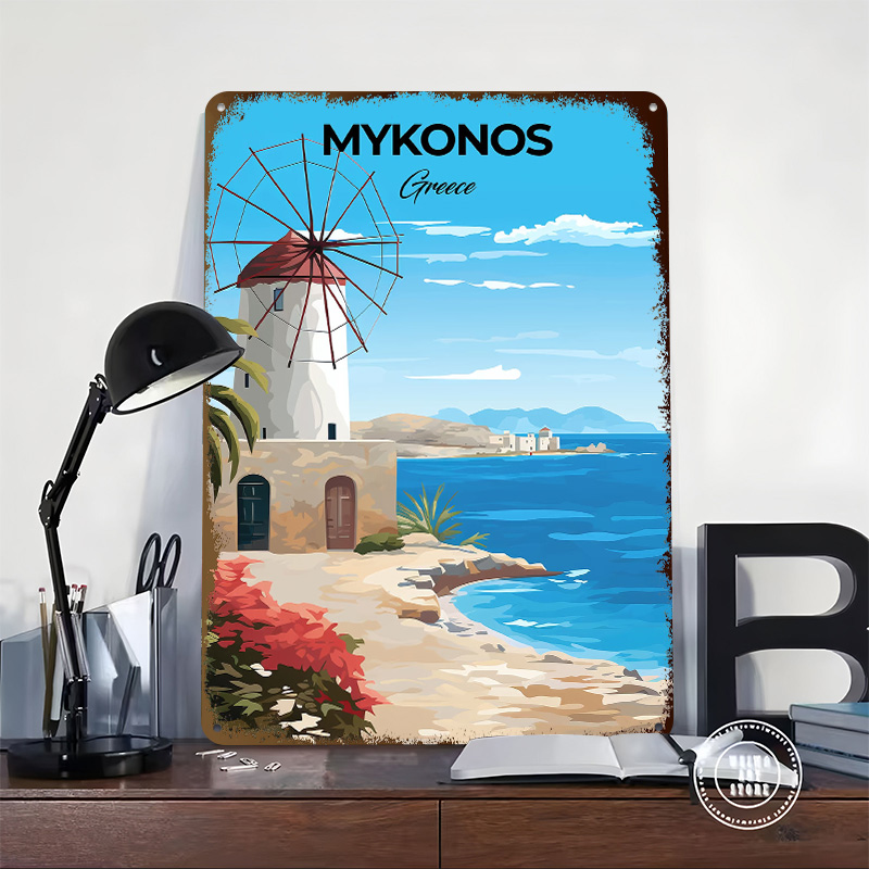 Poster Perjalanan Mykonos Yuna - Travel Accessories Greece ulasan dan harga