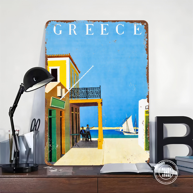 Poster Logam Perjalanan Yunani - Travel Accessories Greece ulasan dan harga